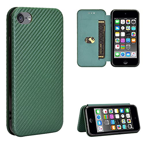 Étui iPod Touch 5 6 7 de luxe aspect carbone et silicone hybride vert - 5