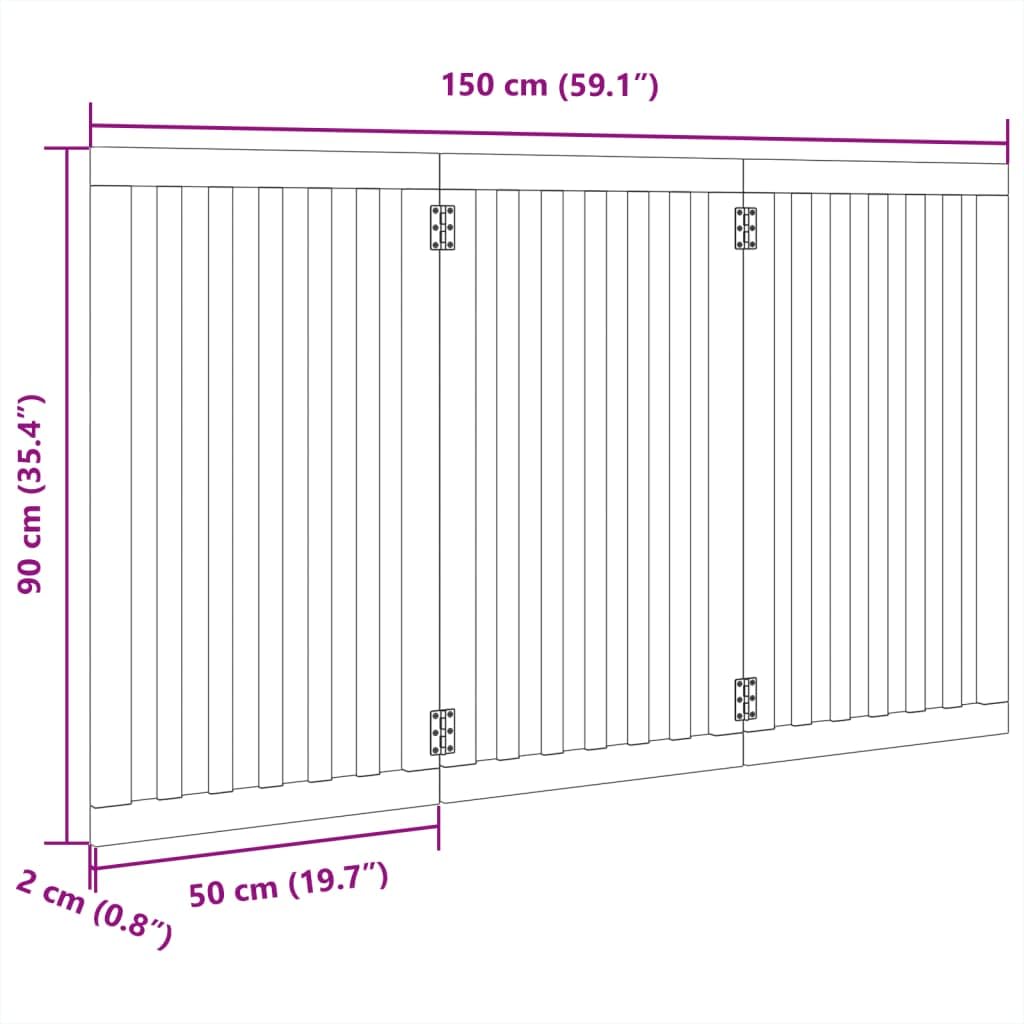 vidaXL Cancello per Cani Pieghevole 3 Pannelli 150 cm Legno di Pioppo, cancello per animali domestici, cancello di sicurezza per cani, cancello per cuccioli per scale