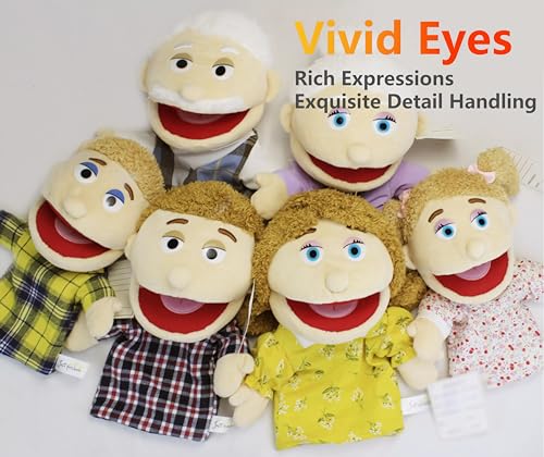 LOMTRATS Family Hand Puppets for kids,Includes Grandpa,Grandma,Dad,Mom,Daughter,Son with Movable Open Mouths,Perfect for Storytelling,Teaching,Preschool,Birthday Gifts,1 PCS - Image 2