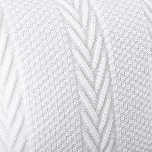 Mandioo Cotton Knitted Decorative Throw Pillow Covers Soft Cozy Outdoor Cushion Cases Luxury Modern Pillowcases For Couch Sofa Bed 20X20 Inches White #TOP3