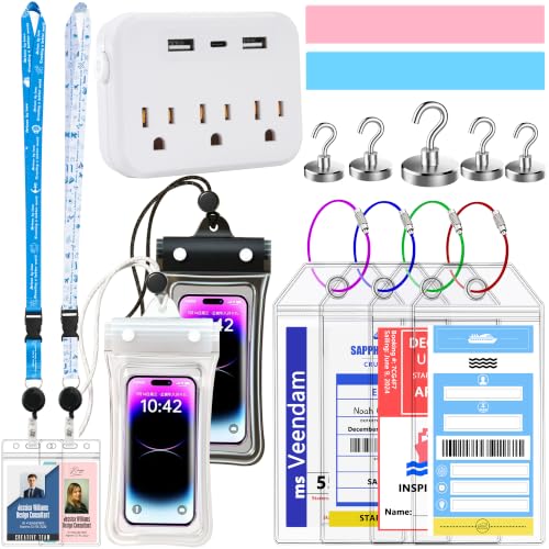 Image of Cruise Essentials 2026, Cruise Must Haves Kit, Non‑Surge Protector Power Strip, Magnetic Hooks,Lanyards, Luggage Tags, Towel Bands, Waterproof Phone Pouches, Travel Essentials