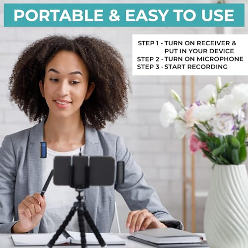 Image of Professional Wireless Mic with Charging Display Case, Noise Canceling Microphone iPhone, and Type C Mobiles for YouTube Video Recording Vlogs Interviews ASMR Podcast (Dual Channel Version)