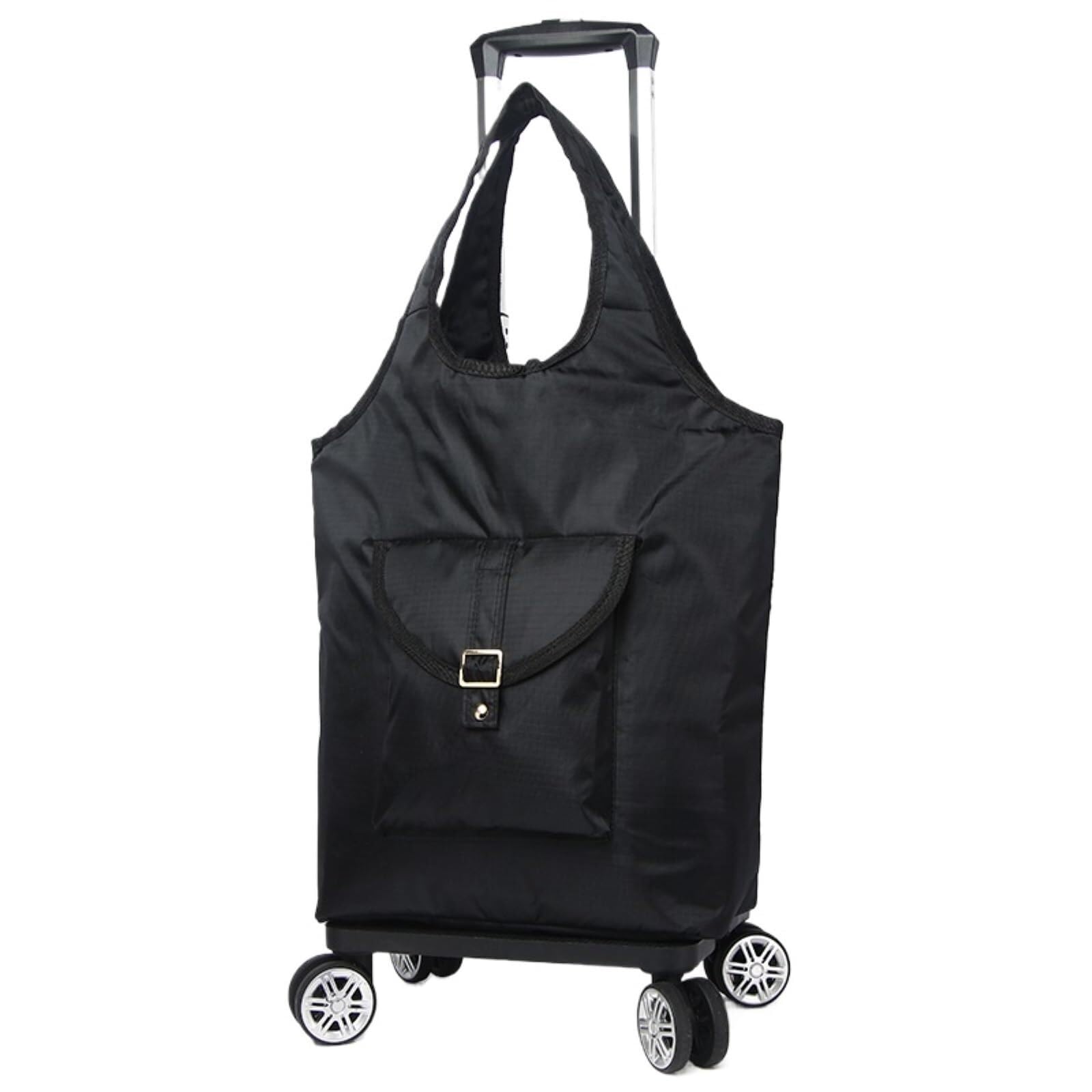 Folding Trolley Cart Folding Removable Insulated Bag Portable Handcart(Black)