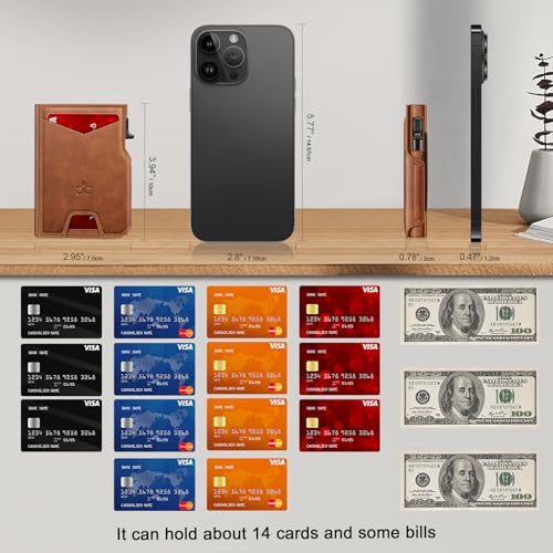 Image of Wallet for Men Wallet with Slim Pop Up Card Holder 9-13 Cards, Bifold Minimalist Smart Wallet RFID Blocking Credit Card Holder with ID Window & Stretchable Cash Slot Compact Metal Aluminum Card Case