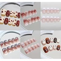 Amazon | 6パック（144個入り）ネイルチップ 人気 ミディアムデザイン