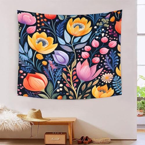 Tapisserie murale effet 3D fleurs WudAnghao tissu artistique de salon 180x230cm