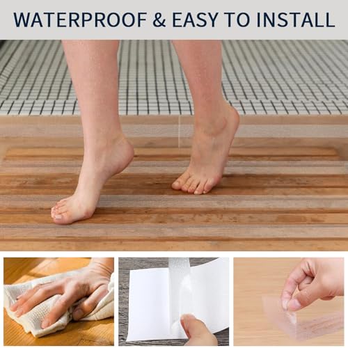 Image of Clear Anti Slip Tape for Stairs & Bathtubs, 2 inch x50FT Non-Skid Transparent Grip Tape - Soft PVC Safety Traction for Bare Feet, Pool Decks, Boats, Shower Floors