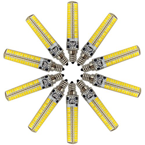 Pack 10,C7 E12 Light Bulb 12V-24V DC / 12V AC 4W 460 Lumen 120PCS 5730 SMD LED Silicone Daylight Chandelier Transparent Reading Crystal Candelabra Bulb Landscape Lamp Warm White 3000K