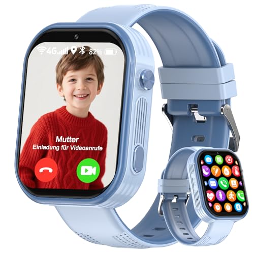 clleylise Smartwatch Kinder mit GPS und Telefon, 4G Kinder Smartwatch, Voice Chat, SOS IP68 Wasserdicht Spiel Wecker Touchscreen, Smart Watch für Jungen Mädchen 4-16 Jahre (Blau 4G)