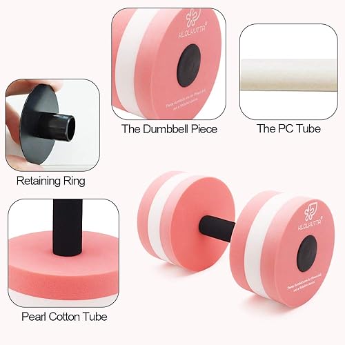 Miniatura 5 de KLOLKUTTA Mancuernas acuáticas, 2 mancuernas de espuma para ejercicio aeróbico de agua, resistencia a la piscina, barra de mano, equipo de