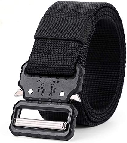 Tactical Belt, Military Style Webbing Riggers Nylon Belt with Heavy-Duty Quick-Release Metal Buckle 1.5 Inches Wide