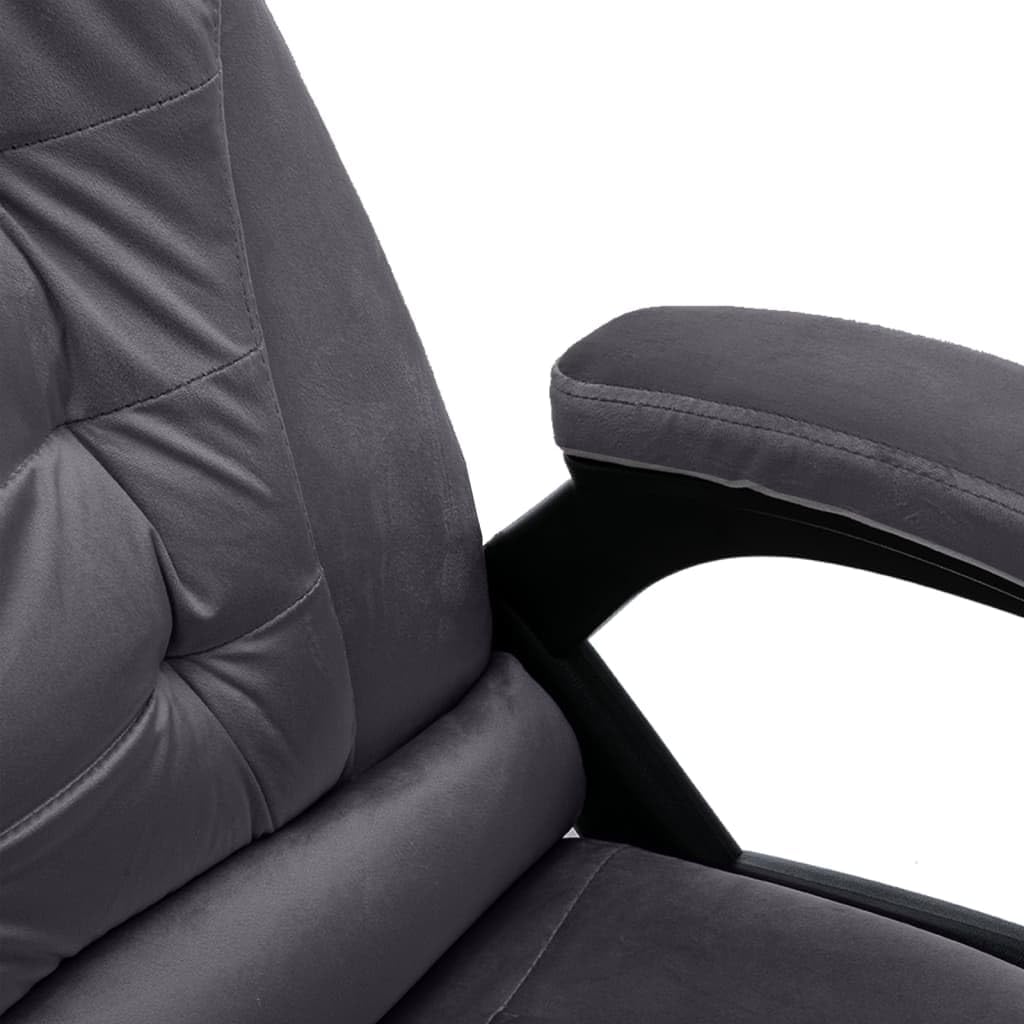 Sedia da ufficio massaggiante in velluto grigio scuro con funzione riscaldante, schienale con 4 punti di massaggio, regolabile in altezza, ergonomica, con ruote in nylon, ideale come sedia per