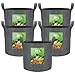 VIEWALL 20 L Pflanzsack aus Stoff,Kartoffelsack mit Griff, Wiederverwendbare Pflanzkübel Pflanztasche für Anbau von Kartoffeln,Tomaten,Gemüse,Blumen,Verdickter und Belüfteter Stofftöpfe,5 Stück,Grau