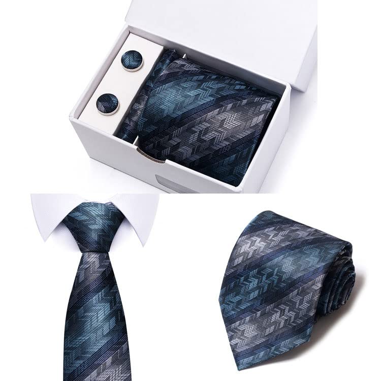 Set de corbata, pañuelo y gemelos de seda para hombre miniatura 3