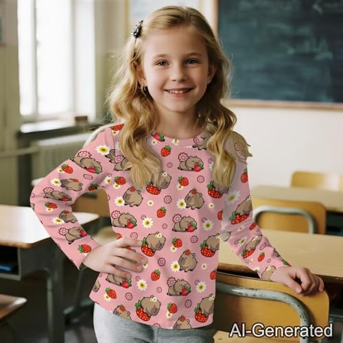 Image of Renewold Boys Girls Tees Kids T-Shirt Long Sleeve Crewneck T Shirts Casual Athletic Tops Clothing for Home School Travel