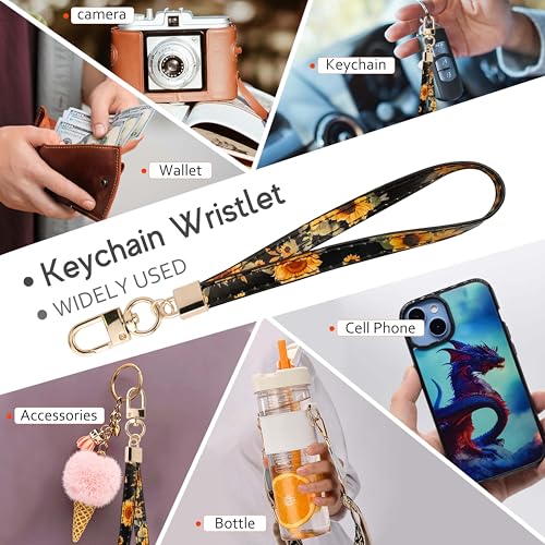 Image of KNGITRYI Small Wristlet Wallets for Women RFID Credit Card Holder Wallet Keychain Wristlet Wallet Credit Card Wallets for Women (Sunflower)