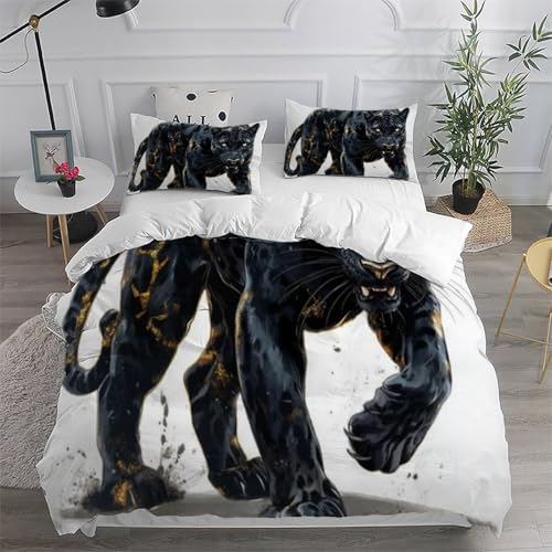 Housse de couette zippée guépard imprimé 3D en microfibre anti-plis super king