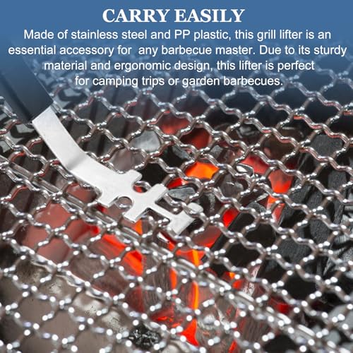 Behogan 4 Stück Grillrostheber, 25,7cm Griff Hitzebeständige Grillrostheber, Anti Verbrühung Grillrost, Heber Universal Grillwerkzeug, Edelstahlkopf Grillrost Heber BBQ Utensil für BBQ Und Camping