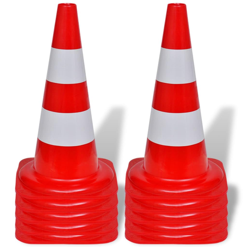 Générique Cône de signalisation réfléchissant 10 pcs 50 cm Rouge et Blanc,Entreprise & Industrie, Signalétique, Panneaux de signalisation routière, (Poids 7.23KG)