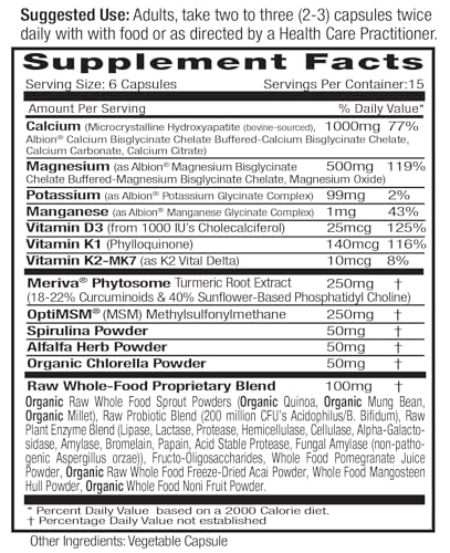 EMERALD LABS Osteo Bone Health - Immune Support & Bone & Joint Supplement with Vitamin D3, K2, Calcium, Magnesium, OptiMSM, Meriva Phytosome & More - 90 Vegetable Capsules