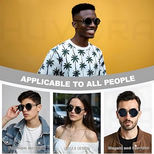 Image of Adjustable Tint Rotating Polarized Round Sunglasses for Men Stylish, Anti Glare Lenses 1-11 Gear UV400 Protection Metal Goggles for Driving Beach Retro Branded Sun Glasses