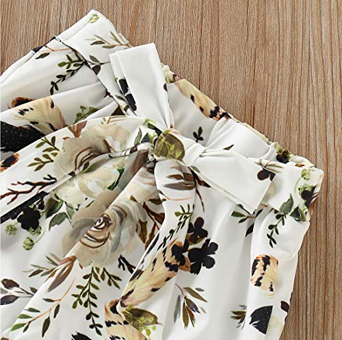 Miekisa Baby Girls 3Pcs Infant Toddler Clothes Romper Bodysuit Floral Halen Tops Pants Clothing Sets Headband Outfits (Short Sleeve Yellow, 6-12 Months (Tag 80)) #TOP4