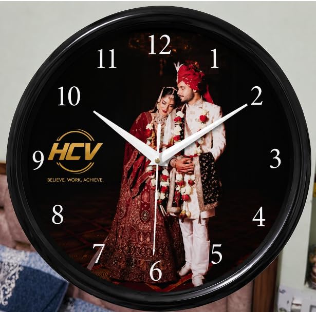 HCV Customize Round Wall Clock with Photo Frame, Black, 30X30 Cm | Digital, 8058802709, For Home Decore-image-19