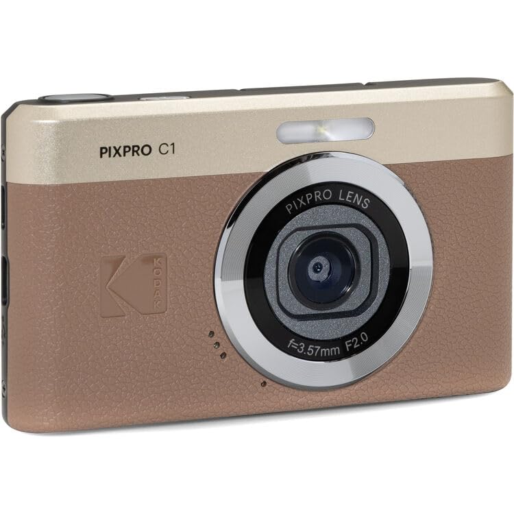 Kodak PIXPRO C1 Compact Digital Camera (Brown), 13MP Point and Shoot Camera for Selfies, Travel, Vlogging and Everyday Photos (C1-BN) + 32GB Card + Camera Bag + Cleaning Kit (7pc Bundle) - image 3