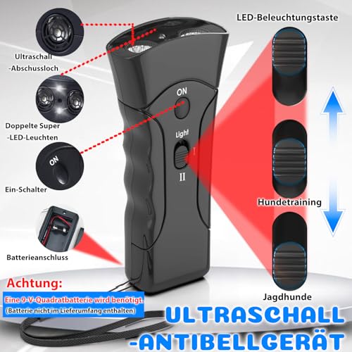 WEIMEIH Anti Bell Gerät Hunde, Anti Bell Halsband für Hunde, Handheld Ultraschall Anti Bell Gerät Hunde, Effektiv Haustiertraining, Hundegebell Stoppen, Hundetrainings Geräte Draußen Zuhause