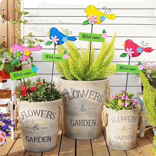 Image of 5Pack Metal Bird Decorative Garden Stakes,15.9 Inch Metal Garden Decor for Outside for Spring Decor, Shaking Head Yard Art Garden Decorations for Outdoor Lawn Pathway Patio