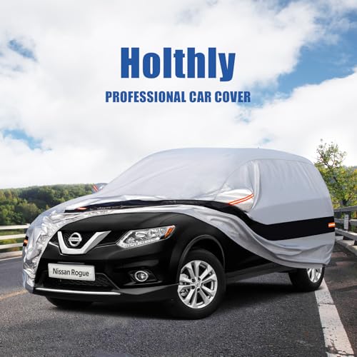 Image of Holhtly Car Cover Custom Fit for Nissan Rogue, Car Covers for Automobiles All Weather Waterproof Sun Snow Rain Wind Dust Protection, Outdoor Car Cover Gray & Black