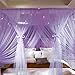 VETHIN 4 Corners Post Princess Bed Canopy Curtain Double Layer Cozy Drape Netting 4 Opening Mosquito Net for Girls & Adults Bedroom Decoration Accessories (Double Purple, 78