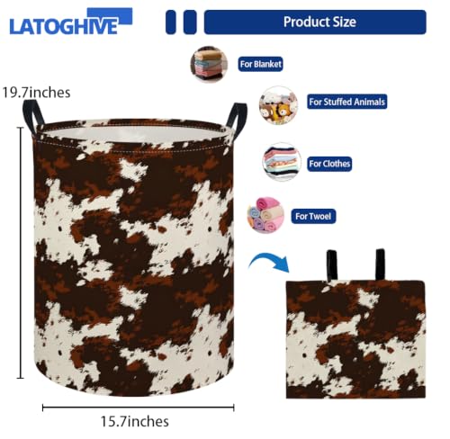 Image of Baby Laundry Hamper kids laundry Basket Waterproof Laundry Bag for Bedroom Clothes Organizer Room Decor(Cow Pattern)