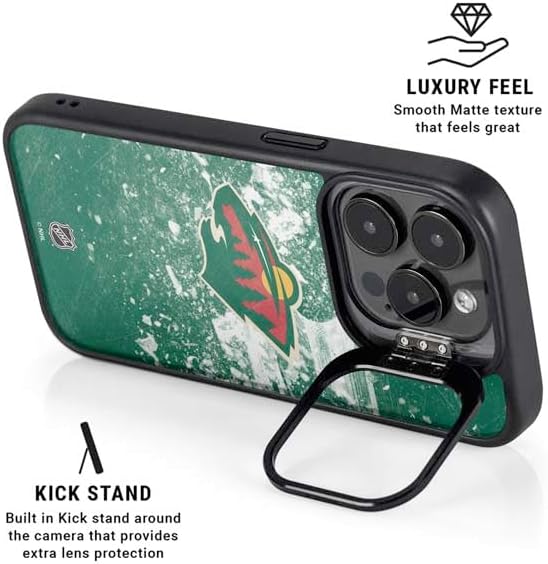 Skinit Kickstand Phone Case Compatible with iPhone 14 Pro Max - Officially Licensed NHL Minnesota Wild Frozen Design