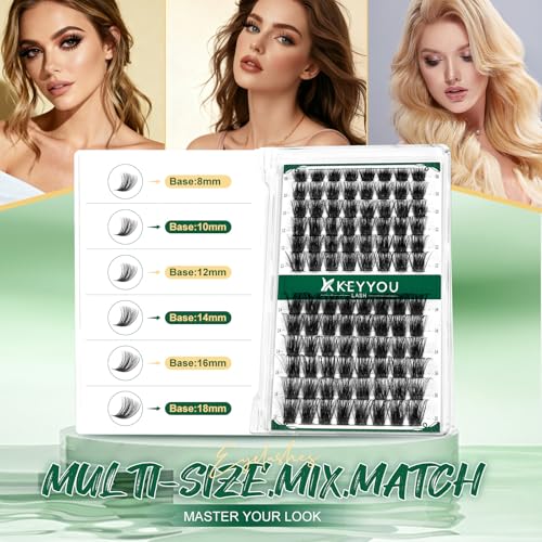 Image of Lash Clusters,96 Pcs Cluster Lashes D Curl 14mm DIY Lash Extensions Eyelash Clusters,KEYYOU Volume Wispy Individual Lashes Soft&Comfortable Easy DIY at Home(Y05,D-14mm)
