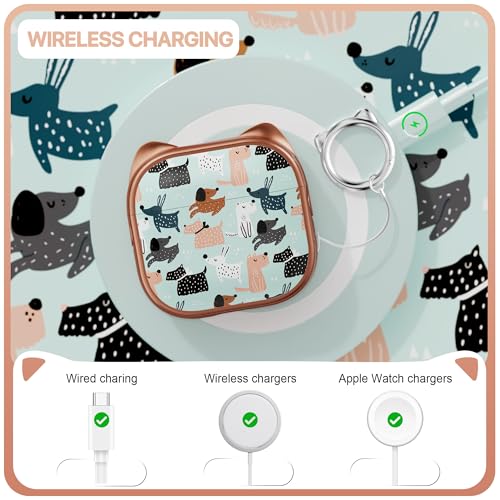 RFUNGUANGO AirPods 4 Case for Women Girly Cat Case Rose Gold Dog — view 6