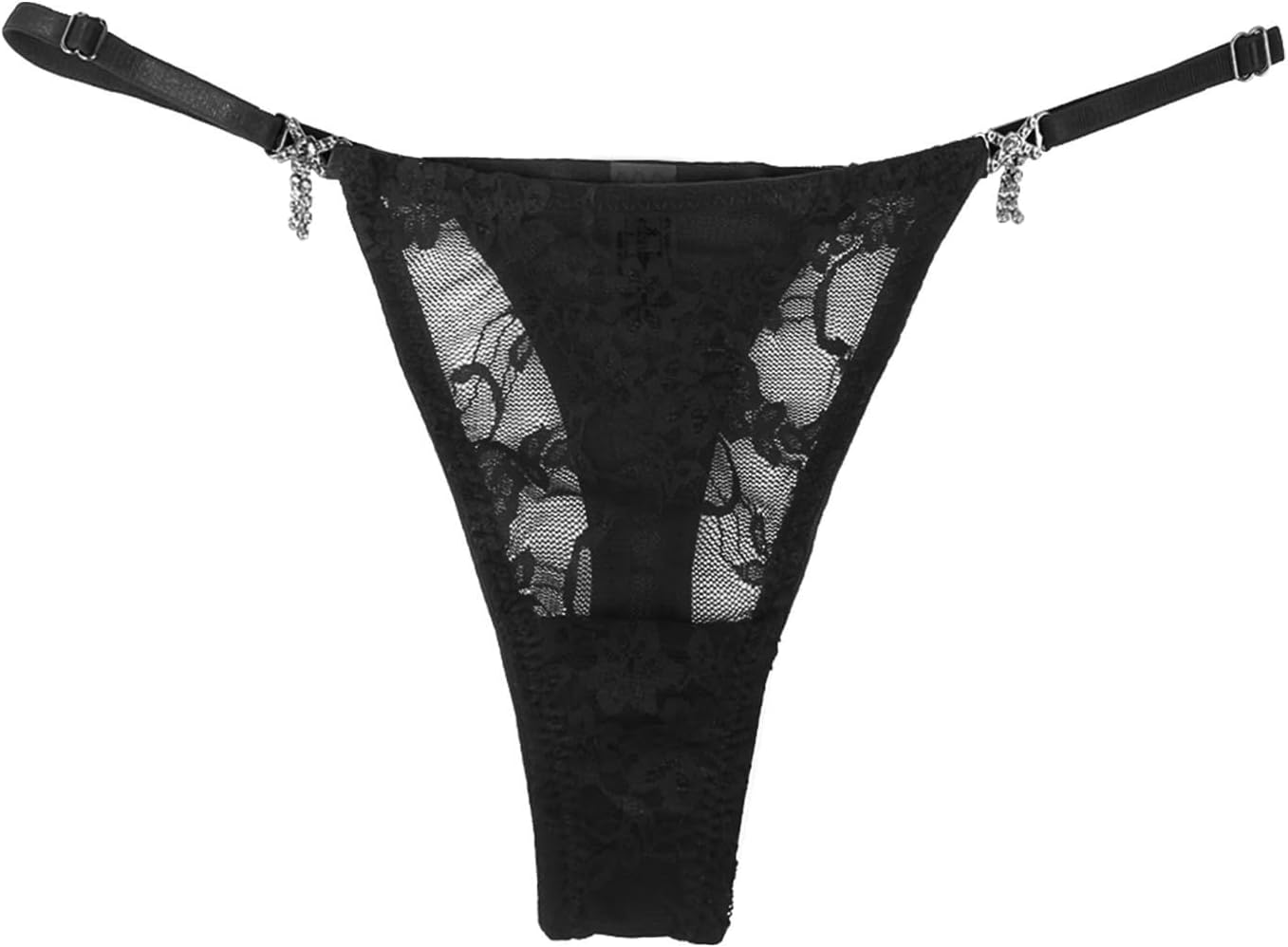 ohyeah Lace G-String Thongs for Women Adjustable Low Rise Panties with Rhinestones T-back Micro Thong Underwear - Image 7