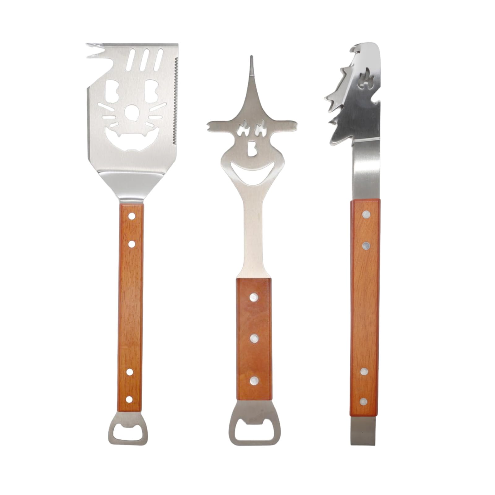 Set di 3 posate per barbecue extra lungo, accessorio per barbecue, regalo per uomini, accessorio per barbecue con pinza per barbecue, paletta per barbecue, forchetta per carne, manico in legno, regalo