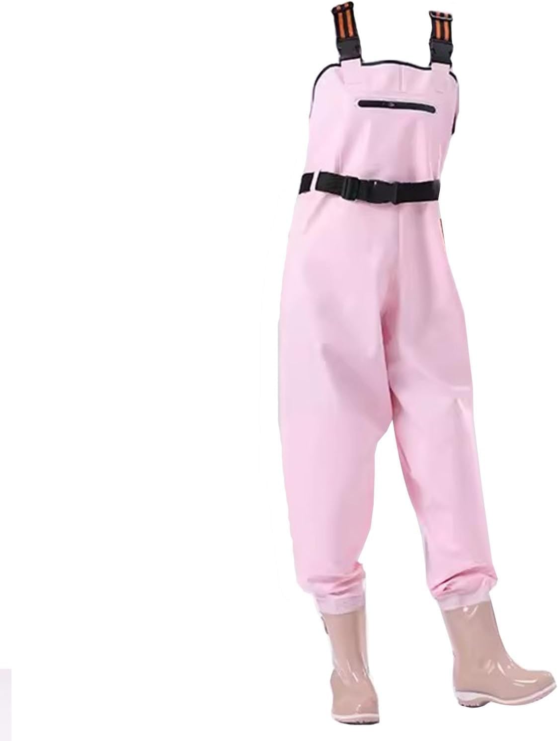 Damskie spodniobuty, wodoodporne spodniobuty, lekkie buty biodrowe z PVC z podeszwą z kolcami(Pink,6.5)