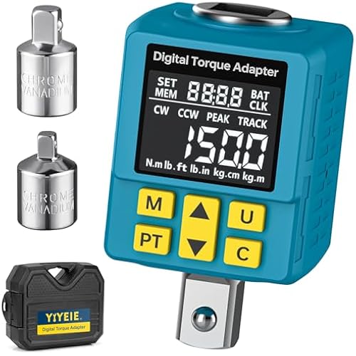 1/2" Digital Torque Adapter, (±1% Accuracy, 7.4-150Ft-lb) Digital Torque Wrench Adapter for Auto, with Upgrade Color Display, Versatile Meter - Smart Alert | Peak/Track | Preset | Store/Delete(203N.m)