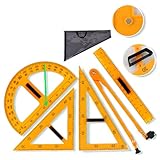 Magnetic Teaching Ruler Set with Multi-Functional Geometry Tools Durable ABS Plastic for Whiteboard Classroom Projects Student Teacher Math Supplies (Yellow 5pcs)