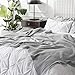 Bedsure 100% Cotton Blanket King Size for Bed - Waffle Weave Fall Blanket, Lightweight and Breathable Soft Woven Blanket for Summer, Grey, 104x90 inches