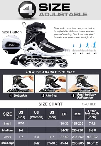 Papaison A306S-WL Adjustable Inline Skates For Kids And Adults With Full Light Up Wheels, Outdoor Roller Skates thumb #3