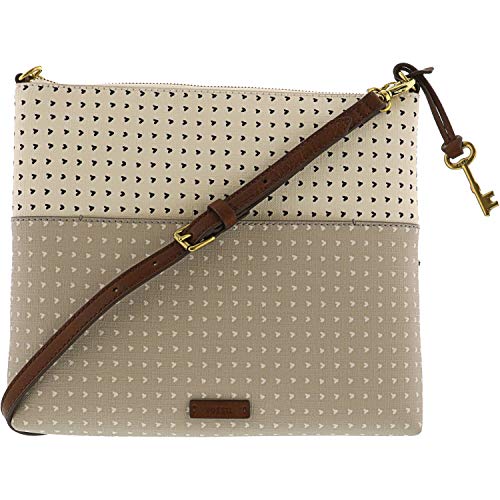 Fossil Women's Fiona Faux Leather Large Crossbody Purse Handbag, Hearts