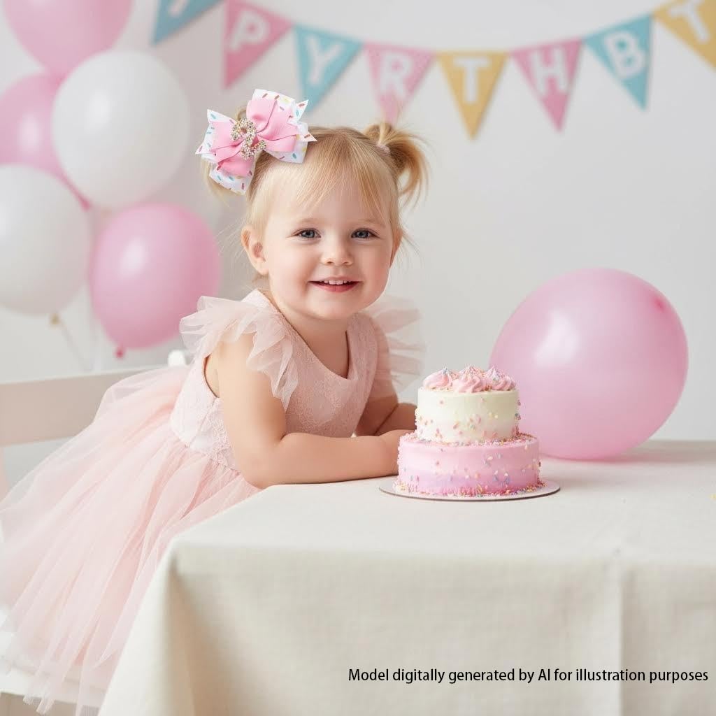 Birthday Hair Bow for Baby Girls 1 2 3 4 5 6 Years Sprinkle Decorations for Glitter Party Two 2nd Second Birthday
