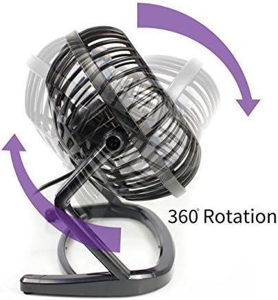 Orzly Usb Fan Portable Mini Table Silent Desk Fan - Black Retro Look