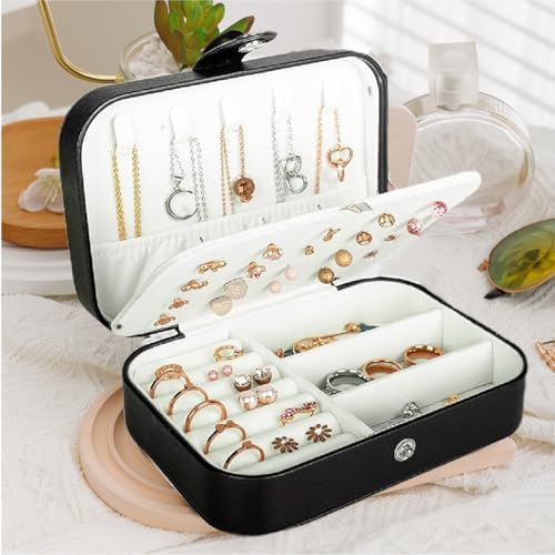Caixa de joias de viagem para mulheres, organizador de joias pequ...