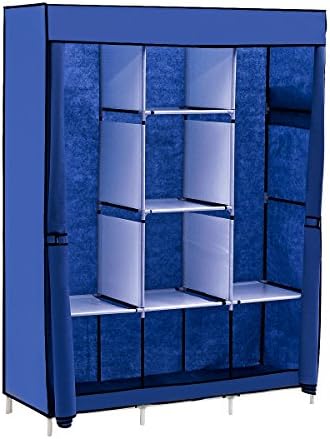 Wardrobe - Clothing Closet Non-Woven Fabric Storage Organizer Hippiblela Storage Shelves– Portable, Spacious, Durable (Deep Blue)
