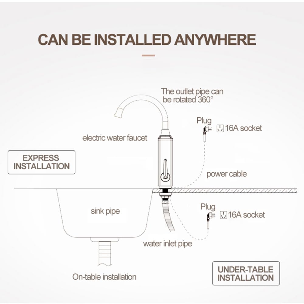 Wasserhahn mit Durchlauferhitzer 230V Küche Edelstahl Elektrischer Durchlauferhitzer Wasserhahn mit 360 ° Drehbarer Wasserhahn,LED-temperaturanzeige