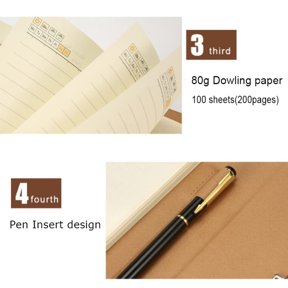 Hardcover A5 Leder Spiralblock Planer Organizer 6 Ringbuch Büromaterial Business Notizblock Notizbuch,Blau,1St